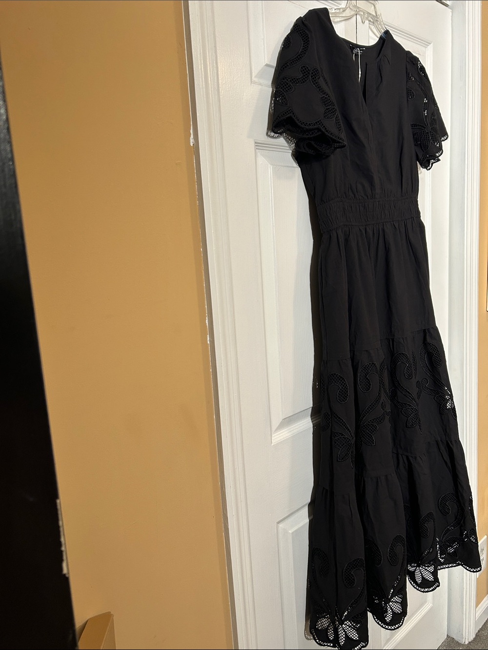 NWT PrettyGarden Black Eyelet Midi Dress Size XL Short Sleeves - Picture 4 of 15